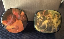 Vintage Cherub Angel Decoupage Storage Box with Leather Handle and Brass Latch — listing 6