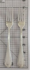 Set of 6 Stainless Steel Dinner Forks with Beaded Edge Pattern — listing 6