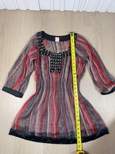 Women's Striped Square-Neck A-Line Blouse Top, Multicolor Vertical Stripe — listing 6