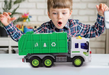 Toy Recycling Garbage Truck, Green & White with Recycle Graphic — listing 4