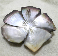 Vintage Shell and Mother-of-Pearl Floral Collage Wall Art in Ornate Gilt Frame — listing 4