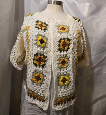 Vintage Granny Square Crochet Patchwork Cardigan in Earth Tones — listing 6