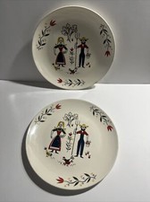 Homer Laughlin "Provincial" Pattern Dinner Plate, Blue Floral on Cream