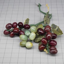 Vintage Carved Jade / Serpentine Stone Grape Cluster with Carved Leaves — listing 3