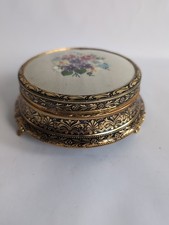 Vintage Hollywood Regency Gold Filigree Lucite Powder Box / Vanity Jar with Lid — listing 6