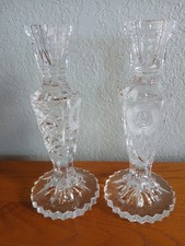 Frosted & Clear Crystal Candlestick Holder with Molded Rose Pattern — listing 3