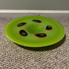 Hand-Blown Green Swirl Optic Art Glass Salad/Dessert Plates Set of 4 — listing 3