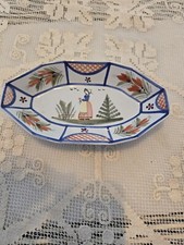 Set of 5 White Octagonal Relish/Olive Dishes with Blue Band Trim — listing 2