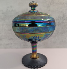Imperial Glass Blue Figural Beehive Covered Candy Dish with Bee Finial — listing 3