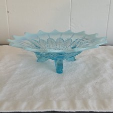 Green Opalescent Ruffled Footed Bowl with Leaf and Beads Pattern — listing 5