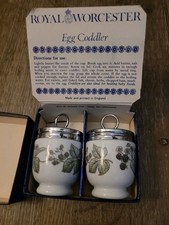 Royal Worcester Egg Coddlers Pair in Original Box - Butterfly & Floral Motifs — listing 4