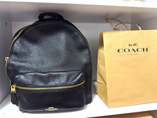 Black Nylon and Leather Backpack with Front Zip Pocket — listing 4