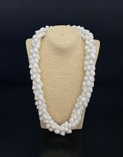 Vintage Hawaiian Shell Lei Necklace with Cream Flower Clusters and Barrel Clasp — listing 2