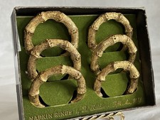 Set of 6 Vintage Hammered Brass Napkin Rings — listing 3