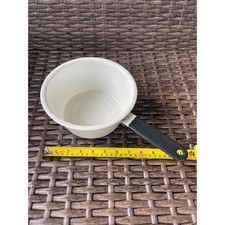 Vintage 1970s Enamelware Saucepan with Lid, Floral Brown Design — listing 6