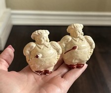 Vintage 1950s Red Plastic Chef Figural Salt and Pepper Shaker Holder — listing 2