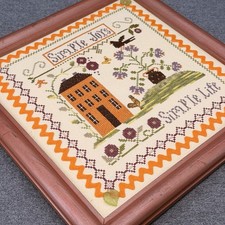 Finished Cross-Stitch Sampler "Be It Ever So Humble There's No Place Like Home" Fireplace Scene — listing 5