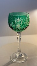 Cut Crystal Wine Glass with Hobstar and Fan Pattern, Faceted Knop Stem, listing 5