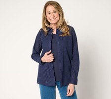 Denim & Co. Lime Green Cotton Eyelet Blazer Jacket, Women's Small, listing 3