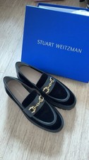 Stuart Weitzman Mr. Seymour Pointed-Toe Flats, Bronze/Gray Leather, Size 10 B