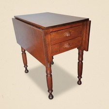 Vintage Solid Maple Drop-Leaf Table with Two Drawers, Colonial / Early American Style