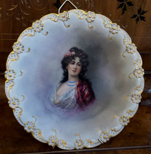 Limoges Portrait Cabinet Plate, Green & Gilt Border, Neoclassical Scene 'Signed Joel' — listing 4
