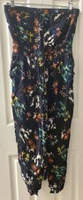 Portmans Strapless Blue Floral Iris Print Fit-and-Flare Midi Dress, Size 14, White/Blue/Pink — listing 3