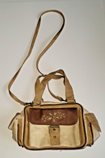 The Stone Two-Tone Leather Satchel Handbag with Green and Brown Panels — listing 3