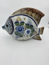 Grouping of Pottery: Mexican Tlaquepaque-Style Fish Pitcher and Pair of Marbled Ceramic Candlesticks — listing 3
