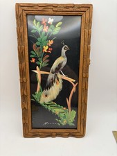 Vintage Mexican Feathercraft Cardinal Picture in Carved Wood Frame — listing 3