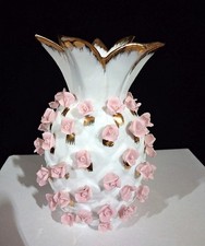 Vintage Ceramic Pineapple-Form Bud Vase with Pastel Rainbow Glaze and Gold Trim — listing 5