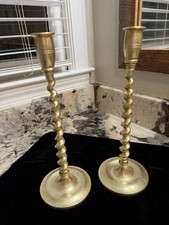 Pair of Tall Open Barley Twist Spiral Column Table Lamps, White Painted — listing 5