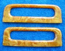Pair of Apple Juice Bakelite Oval Purse Handles, 11x14 cm