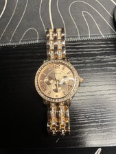 Geneva Large Face Chevron Dial Rhinestone Bezel Quartz Watch, Dark Gray Silicone Strap — listing 6