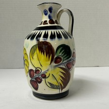 Vintage Mexican Tonala Redware Pottery Bud Vase with Hand-Painted Floral Design — listing 5