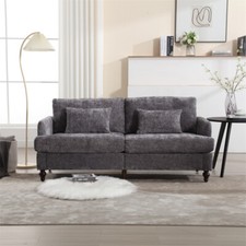 Burgundy Chenille Upholstered Settee / Loveseat with Carved Wood Frame — listing 5