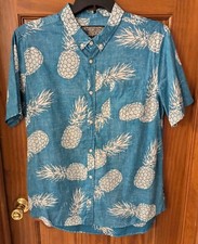 Brooklyn Cloth Mfg Co Blue Pineapple Print Camp Collar Shirt, Size S — listing 5
