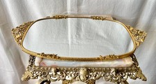 Vintage Gilt Metal Vanity Mirror Tray with Floral Sunflower Motif — listing 4