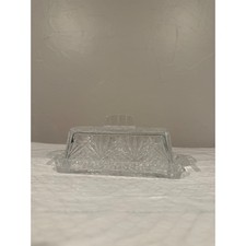 Cut Glass Lid with Pointed Finial, Clear Diamond & Bar Cut Pattern (5.25" x 4") — listing 2