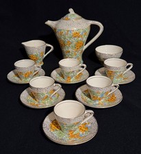 Vintage Chintz Paisley Floral Porcelain Tea & Coffee Service Set