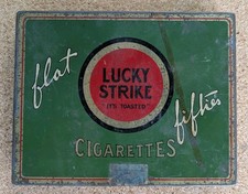 Vintage Lucky Strike Flat Fifties Green Cigarette Tin (American Tobacco Co.) — listing 5