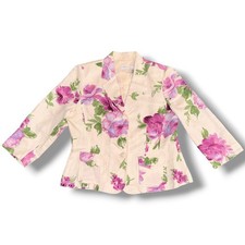 Emma James Green Paisley Print Cotton Snap-Front Jacket, Size L — listing 6