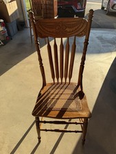 Antique Victorian Pressed-Back Oak Rocking Chair with Bentwood Arms and Spindle Back, circa 1890-1910 — listing 5