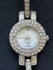 Ladies' Brown Leather Rhinestone-Bezel Quartz Watch — listing 2