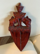 Antique Wooden Turned Plumb Bob with Iron Screw Tip and Green Paint Traces — listing 3