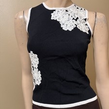 Black Rayon Blouse, Scoop Neck 3/4 Sleeve, Size M — listing 5
