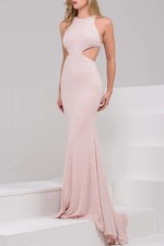 Jovani Hot Pink Satin Formal Gown with Rhinestone Cutout Back, Size 6