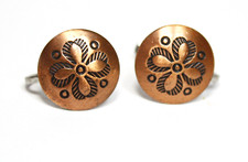Vintage Copper Tone Ornate Rectangular Screw-Back Earrings — listing 3