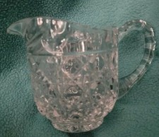 Vintage Pressed Glass Footed Creamer, Star and Button Pattern, listing 4