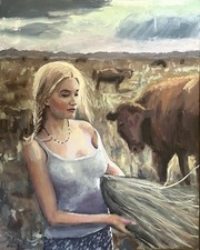 Original Contemporary Acrylic Portrait Painting of a Woman on Canvas Yes - signed/labeled on back — listing 2